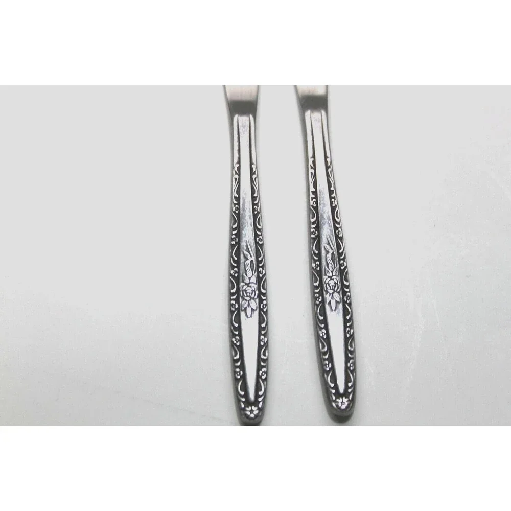 Interpur INR3 Single Rose Vine Pattern Dinner Knives Stainless Steel Korea Lot 2